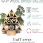 Fluff Ewes Wool Dryer Balls 6 Pack Premium New Zealand Wool Laundry Balls for Dryer, No Static Dryer Balls Laundry Reusable, XL Christmas Dryer Balls, Holiday Dryer Balls - Sheep in Heavenly Peace