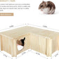Wooden Hamster Platform and Dwarf Hamster House,Cute Syrian Hamster Tiny House Hideout,Large Balcony Lookout Holes,for Dwarf Gerbils and Mouse Mice Rat Other Small Animals(F)