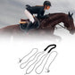 QWORK Adjustable Horse Training and Lunging Aid with Rear Fleece Cover, Navy/Red, Encourages Proper Head Carriage and Comfortable Stretching, Durable Braided Nylon Rope with Metal Clips,