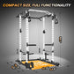 GaveeLife Power Cage, 2000 LBS Power Rack with Cable Cross-Over System, Multi-Functional Strength Training Squat Rack with LAT Pull Down System, Home Gym Equipment with Training Attachment, Red