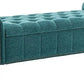 58’’ Storage Bench for Bedroom, Upholstered Button-Tufted Ottoman with Solid Wood Legs, Queen Size End of Bed Shoe Cabinet, Window Seat Foot Rest Stool for Entryway, Living Room (Teal)