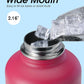Half Gallon Water Bottle Insulated with Straw & 3 Lids, Coolflask 64 oz Water Jug Large Metal Stainless Steel Wide Mouth for Sports, Gym or Office, Non-BPA Keep Cold 48H Hot 24H, Ombre Wine/Navy
