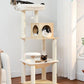 PETEPELA Wood Cat Tree for Indoor Cats Multi-Level Tower with Sisal Covered Scratching Posts, Cozy Condo, Super Large Hammock and Plush Perches Faux Rabbit Milk Fur Beige Rabbit Fur Wood Beige