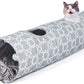 LUCKITTY Geometric Straight Cat Tunnel with Plush Inside,Cats Toys Collapsible Tunnel Tube with Balls, for Rabbits, Kittens, Ferrets,Puppy,Diameter 11.8 Inch