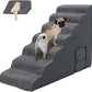 Dog Stairs for High Beds 30-36 inches Tall, 7-Step Pet Stairs/Steps for Small Large Dogs, 30D Foam Pet Steps/Ramp/Ladder for High Bedsides, with 4pcs Dog Ramp for Stairs, Dark Grey