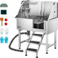 VEVOR Stainless Steel Dog Washing Station, 38 inch Pet Grooming Tub w/Storage Stairs, Faucet & Showerhead & Soap Holder Dog Bathtub for Medium & Small Pets (Right Door)