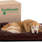 Furhaven Pillow Dog Bed for Large Dogs w/ Removable Bolsters & Washable Cover - Quilted Sofa - Coffee, Jumbo/XL