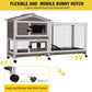 Aivituvin Rabbit Hutch 62" Rabbit Cage Indoor Outdoor Chicken Coop Guinea Pig Cage on Wheels Bunny Cage with 3 Deep No Leakage Pull Out Tray,Waterproof Roof (Brown)