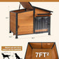 GUTINNEEN Heated Dog House Outdoor with Electric Heating Pad, Insulated Wooden Dog Kennel with 360° Rotating Feeding Bowl, Anti-Chewing Metal Frame, Natural Wood Color