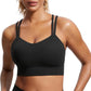 CRZ YOGA Softness Mold Womens Butterluxe Strappy Longline Sports Bra - Double Spaghetti Strap Workout Yoga Crop Top Athletic