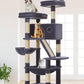 Taoqimiao Cat Tree 57.5-Inch, Cat Tower for Indoor Cats Large Adult, Extra Large Cat Condo, 8 Sisal Scratching Posts, Metal Frame Cozy Hammock, Durable Scratch Board, 2 Top Perches, Smoky Gray MS026G