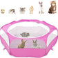 Pawaboo Small Animals Playpen, Waterproof Small Pet Cage Tent with Zippered Cover, Portable Outdoor Yard Fence with 3 Metal Rod for Chick/Kitten/Puppy/Guinea Pig/Rabbits/Hamster/Chinchillas,Magenta