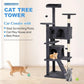 FDW Cat Tree Tower 62in Multi-Level Durable Cat Scratching Post & Cozy Fun Jumping Platform Space Saving Condo Pet Play House for Indoor Cats,Dark Gray