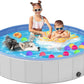 Portable Dog Pool PVC Pet Swimming Hard Plastic Pool Bathtub Collapsible Dog Poo for Pets to Swim and Bath (XL-63"x 12" Light Grey)