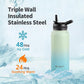 32 oz Insulated Water Bottle with Straw (Cold for 48 Hrs), Stainless Steel Triple Wall Vacuum Sports Water Jug, Leakproof Hydro Cup Flask with Paracord Handle & Straw Spout Lids & DIY Stickers