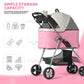 Magshion Foldable Pet Stroller, 3-in-1 Dog Travel Jogger with Detachable Carrier, Cup Holder, Storage Basket, Folding Carrier for Small/Medium Dogs & Cats Up to 33 lbs, Pink