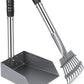 Heeyoo Dog Pooper Scooper, Dog Poop Tray and Rake Set, Pet Waste Removal Scoop with Long Adjustable Sectional Stainless Handles