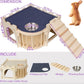 Large Guinea Pig Castle, Natural Wood Rabbit House with Ladder and Hay Feeder, Small Animal Hideout for Rabbit Guinea Pig Hedgehog Chinchilla