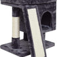 SYANDLVY Small Cat Tree for Indoor Cats Large Adult, Activity Tower with Scratching Post, Modern House with Padded Perch, Kittens Condo with Board, Cat Cave (Smoky Grey)