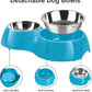 Elevated Dog Bowls Set - Non-Slip Raised Pet Feeder with Medium (2 Cups) & Large (4 Cups) Stainless Steel Bowls - Includes Durable Resin Stand for Puppies, Adult Dogs & Cats - Blue