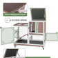 Rabbit Hutch 2-Story Wooden Bunny Cage with 2 Leak-Proof Sliding Trays, Chew-Proof Metal Mesh, Rainproof Cover, Indoor & Outdoor Guinea Pig House with Wheels - Brown