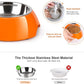 Elevated Dog Bowls Set - Non-Slip Raised Pet Feeder with Medium (10 oz) & Large (20 oz) Stainless Steel Bowls - Includes Durable Resin Stand for Puppies, Adult Dogs & Cats - Orange
