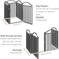 BHG Metal No-Assembly Freestanding Dog Gate with Door Walk Through, Extra Wide 96", Extra Tall 32" Pet Gate, Accordion Puppy Folding Playpen Dog Fence for Indoor & Outdoor, with 2PCS Support - Black
