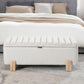 Kmax 45" Storage Bench Linen Entryway Bench Upholstered Ottoman Bench with Wavy Top & Safty Hinge for Bedroom Living Room Hallway, Beige