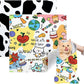 Cat Grooming Wrap, 2pcs [XL] Cat Restraint Wrap for Nail Clipping, Ear Cleaning, and Teeth Brushing, Self-Adherent, Anti-Bite, Anti-Scratch, Anti Scratch, Cow White+Colorful Graffiti