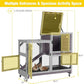 Aivituvin Rabbit Cage Indoor Outdoor Bunny Hutch on Wheels, 2 Story Wood Guinea Pig Cages with 2 Deeper Pull Out Trays (Gray)