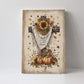 Christian Fall Wall Art Autumn Rustic Cross Sunflower Pumpkin Wall Decor Fall for Jesus He Never Leaves Pictures Painting Print Framed Artwork Decorations Gifts for Living Room Bedroom Prayer Room Office 16"x24"