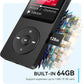 AGPTEK A02 MP3 Player with Bluetooth 5.3, 1.8 inch Screen Portable Music Player with Speaker, FM Radio, Voice Recorder, Supports Expanded Up to 128GB(Black, 64GB)
