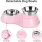 Stainless Steel Dog Bowls Set – Dual Non-Slip Pet Dishes with 2 Small (4oz*2) Bowls & Durable Resin Stand,Food & Water Feeder for Puppies, Kittens, and Small Breed Dogs– Pink