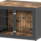 42" Heavy Duty Dog Crate Furniture for Large and Medium Dogs, Enclosed Design Wooden Metal Kennel, Wooden Cage Furniture Indoor, Decorative Dog Kennel End Table