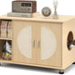 Tangkula Litter Box Enclosure, Hidden Cat Washroom with Storage Shelf, Sisal Scratching Doors, Adjustable Metal Feet, Modern Cat Litter Cabinet Storage Bench, Enclosed Litter Box Furniture (Natural)