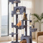 Taoqimiao Heavy Duty Cat Tree for Large Cats 20lbs+, 71 Inches Tall Cat Tower, 2 Cat Condo with 6 Scratching Posts, Super Large Hammcock, Cat Toys, Cozy Basket, Smoky Gray, MS037G