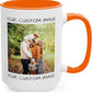 Personalized Coffee Mug – Custom Photo, Text, or Logo Ceramic Mug Tea Cup | Taza Personalizada with Picture or Message | Customized Gift Idea for Men & Women, Mom, Dad, Friends - White/Orange | 15oz