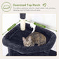 Globlazer Large Cat Tree Tower, Tall Cat Tree Condos for Indoor Cats Large Adult Cat Climbing Tower with 2 Spacious Caves, Oversized Top Perch, Big Hanging Basket, Cat Teaser Wand, F74B, Dark Grey