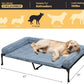 Veehoo Cooling Elevated Dog Bed Add Removable Deluxe Rose Plush Bolster Cushion Mat, 47" x 29" Washable Dog Couch Bed, Raised Pet Cot with Breathable Teslin Mesh, No-Slip Feet, Haze Blue, CWC2439B