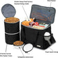 BAGLHER Dog Travel Bag Backpack Pet Supplies Backpack Pet Accessories Storage Bag 5-Piece Set with Shoulder Strap 2 Lined Pet Food Containers 4 Foldable Feeding Bowls Essential Kit for Pet Travel