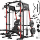 Mikolo M4 2.0 Smith Machine, All-in-One Power Cage with Independent Dual Pulley System, Multi-Function Home Gym Workout Cage for Cable Crossover