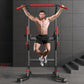 soges Pull Up Bar Dip Station, Power Tower with Boxing Speed Ball & Spinning Target, Adjustable Height Dip Stand Strength Training Fitness Workout Station, Assistive Trainer Pull Up Stand