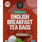 FGO Organic English Breakfast Black Tea, 100 Count, Eco-Conscious Tea Bags, Resealable Bag, Packaging May Vary (Pack of 1)