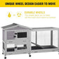 Aivituvin Rabbit Hutch Outdoor Rabbit Cage Indoor with Casters Bunny Cage Chikcen Coop for Small Animals with Pull-Out Tray(Grey)