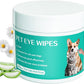 Dog Eye Wipes Gently Remove Tear Stain Eye Debris for Dogs &Cats Pet Grooming Kit Care Wash Cleaner for Eyes Wrinkle Face 100pcs Unscented