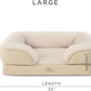 TOWN & COUNTRY EVERYDAY CuddleTown Comfy Solid Bolster Sofa Pet Bed, Supportive & Calming Egg Crate Foam, Non-Slip Bottom, Machine Washable Cover, Beige, Large 35"x25"x8"