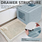 XL Foldable Cat Litter Box with Lid - Jumbo Enclosed Potty - Top Entry Anti-Splashing Toilet - Includes Scoop & 2-in-1 Cleaning Brush (Blue