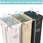 PLKOW Laundry Sorter 3 Section, 220L Large Laundry Cart with Wheels 3 Hamper Laundry Sorter with Steel Frame and Removable Bag, Rolling Laundry Cart for Home, Laundry Room, Hotel, 6 Bushel