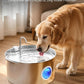 3.4Gal Dog Water Fountain for Large Dogs, Extra Large Stainless Steel Pet Water Fountain, Round Dog Water Bowl Dispenser with Metal Handle, Water Level Window for Multi Pet Home(Water Pump)