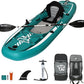 10.2'x35''x8'' Inflatable Kayak with Detachable Seat, SUP-Kayak Set Includes Hand Pump/Aluminum Oar/Backpack, Inflatable Boat for Adults/Kids | for Fishing, Touring-Green
